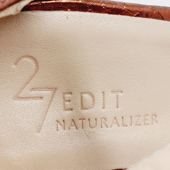 NEW Naturalizer 27 Edit Abilyn Brown Snake Pointy Toe Ankle Strap Pump Heel W697 - Picture 10 of 14